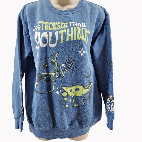 Star Wars Grogu Sweatshirt Medium Stronger Than You Think Baby Yoda Graphic - Picture 4 of 12